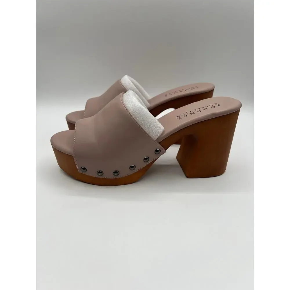 JOURNEE COLLECTION WOMENS SIZE 9M VEDA PLATFORM HEEL SANDALS MAUVE PINK